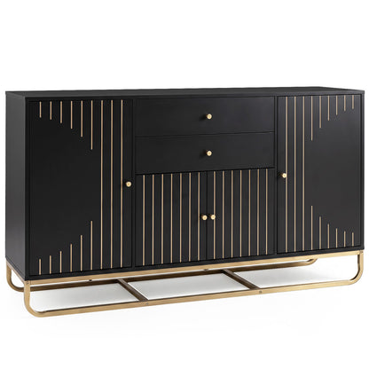 Modern buffet sideboard cabinet with 2 drawers, black finish and gold trim DirectDeals on Tampa Home & Garden Store