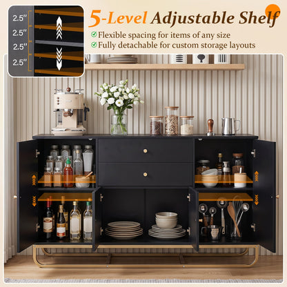 Modern black buffet cabinet with 2 drawers & adjustable shelves for bottles by DirectDeals on Tampa Home & Garden Store