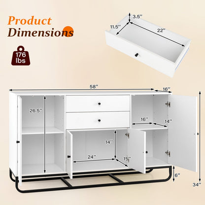 Modern white buffet sideboard cabinet with 2 drawers and adjustable shelves by DirectDeals on Tampa Home & Garden Store