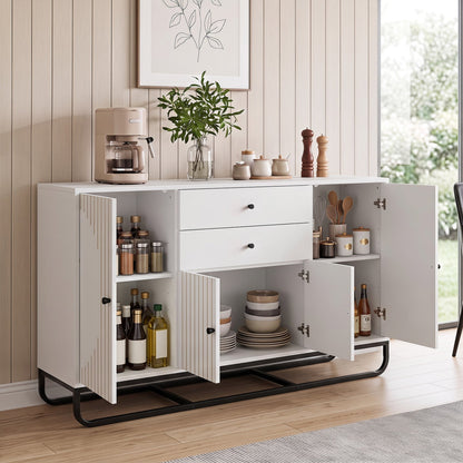DirectDeals white modern buffet sideboard cabinet with 2 drawers and adjustable shelves on Tampa Home & Garden Store