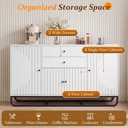 DirectDeals Modern Buffet Sideboard with 2 Wide Drawers and 2 Single-Door Cabinets in white on Tampa Home & Garden Store