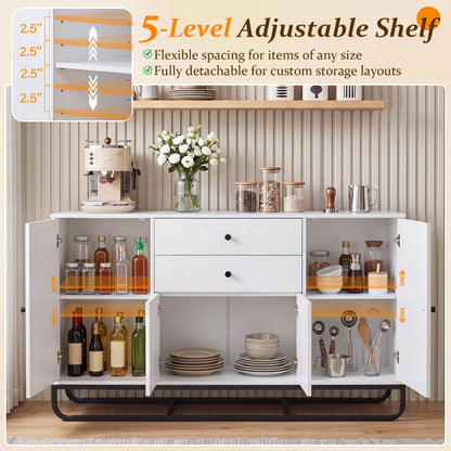 Modern Buffet Sideboard Cabinet with 2 Drawers & Adjustable Shelves in white by DirectDeals on Tampa Home & Garden Store