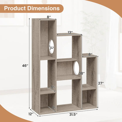 Cat Bookshelf Cat Tree with 8 Section Storage