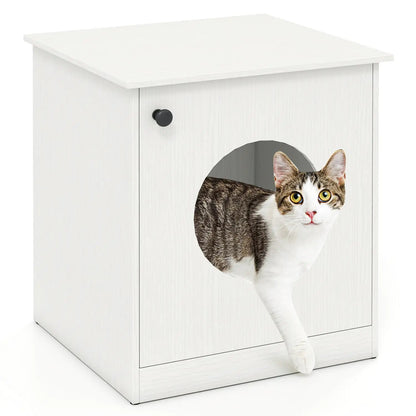 Cat Litter Box Enclosure with Nightstand White