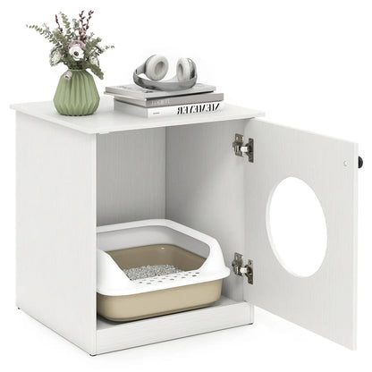 Cat Litter Box Enclosure with Nightstand White