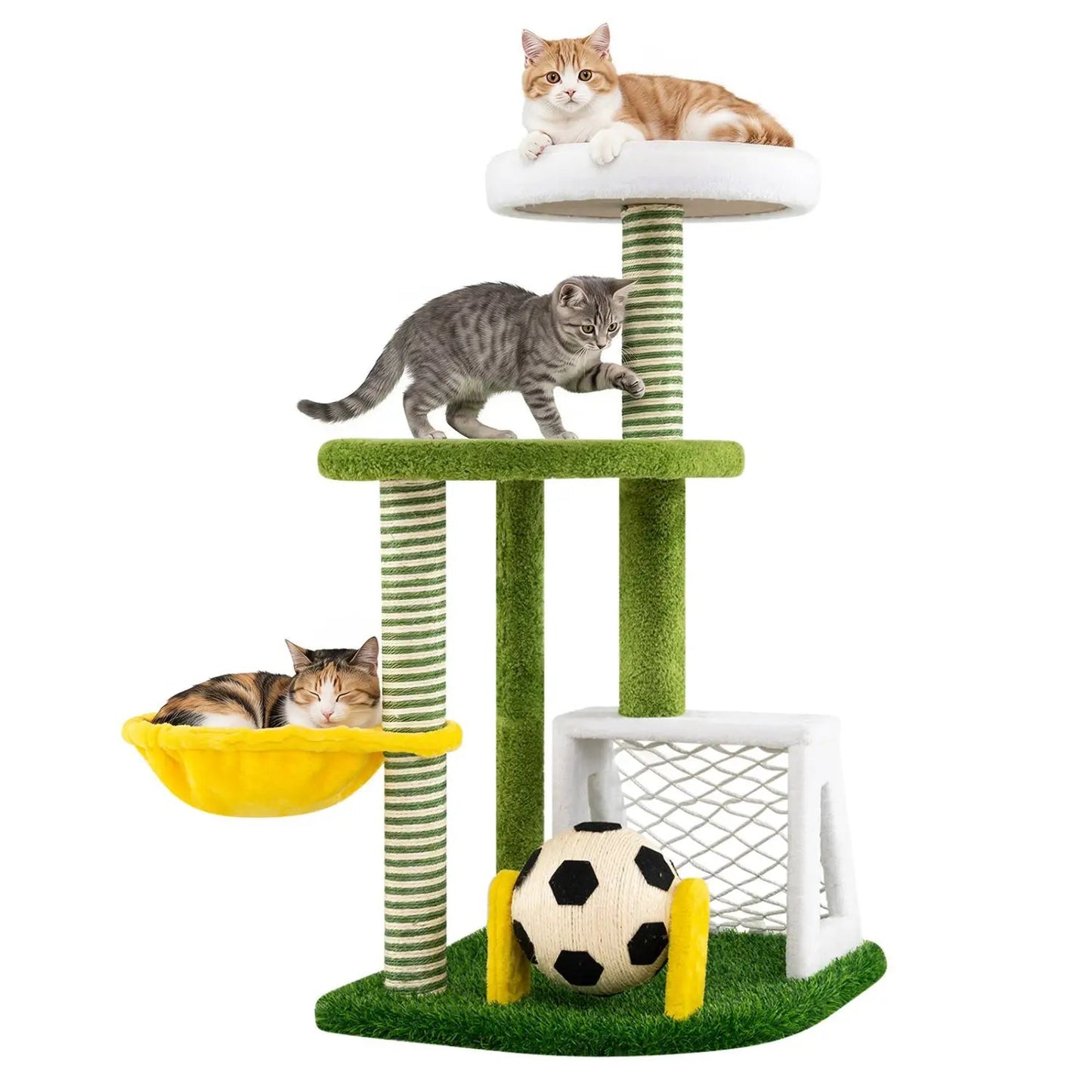 Multi Level Cat Tree with Soccer Field Hammock