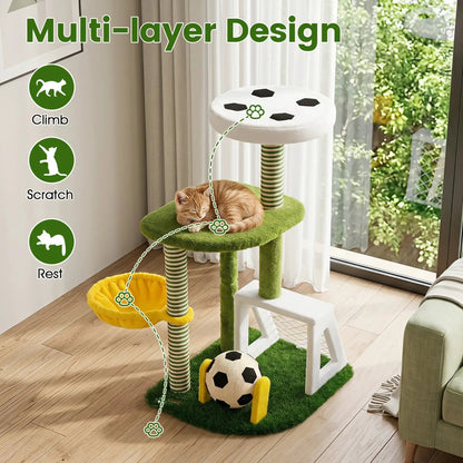 Multi Level Cat Tree with Soccer Field Hammock
