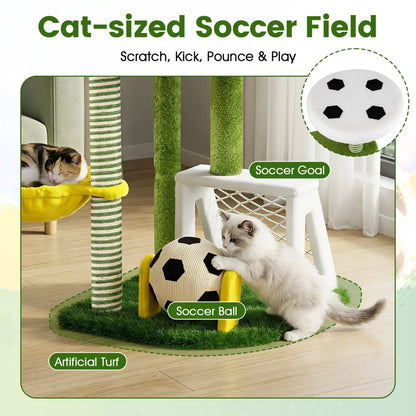 Multi Level Cat Tree with Soccer Field Hammock