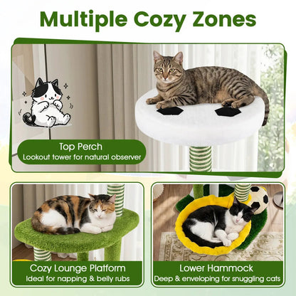 Multi Level Cat Tree with Soccer Field Hammock