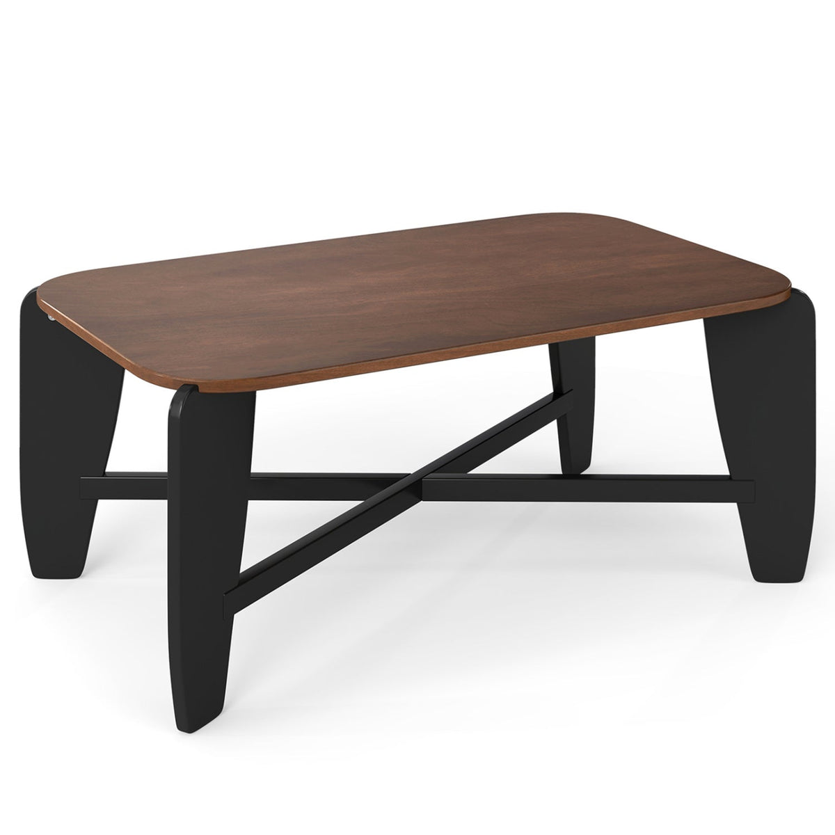 Rectangular coffee table DirectDeals with rubber wood cross-leg base and warm walnut top on Tampa Home & Garden Store
