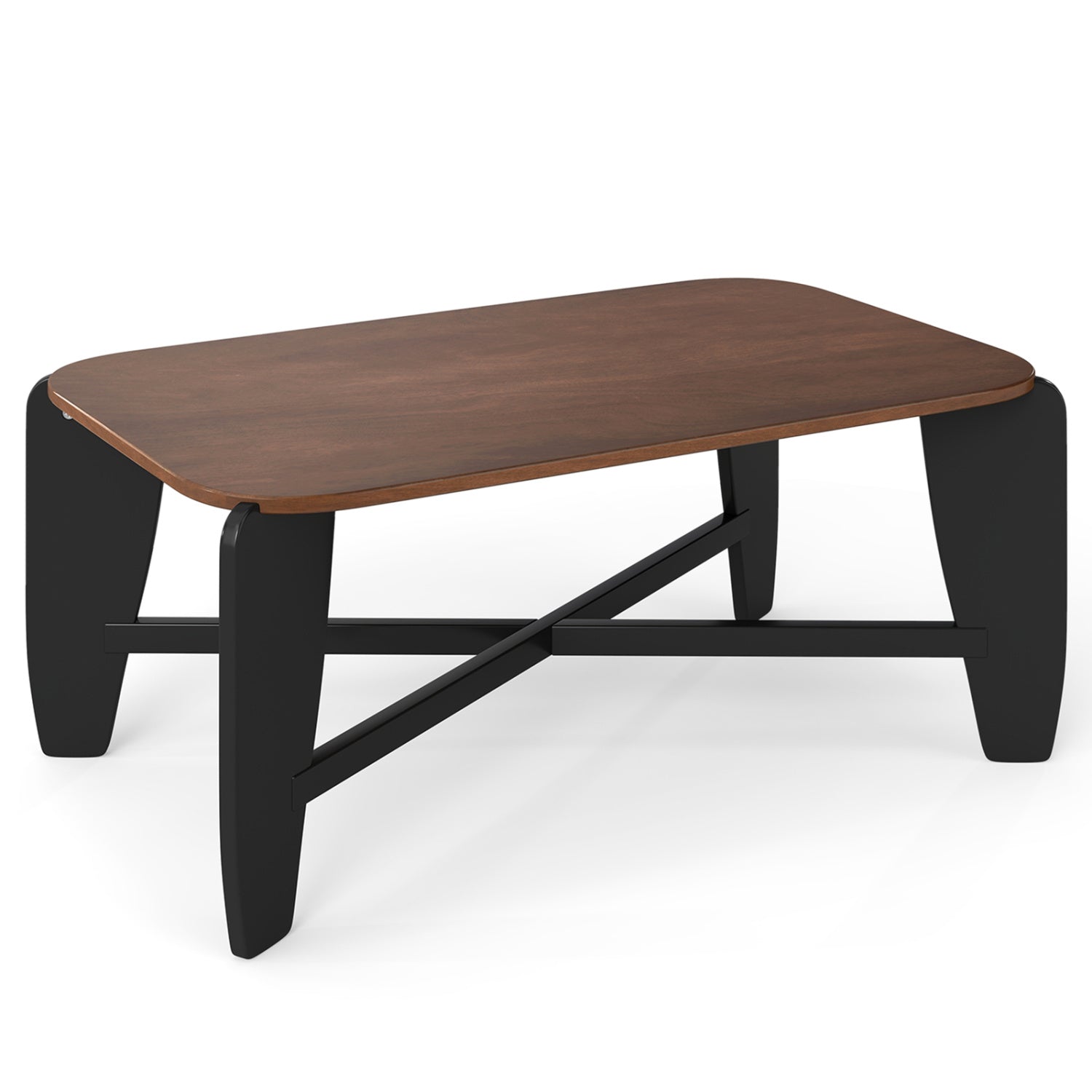 Rectangular coffee table DirectDeals with rubber wood cross-leg base and warm walnut top on Tampa Home & Garden Store