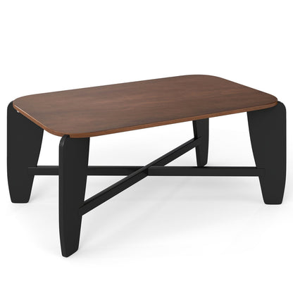 Rectangular coffee table DirectDeals with rubber wood cross-leg base and warm walnut top on Tampa Home & Garden Store