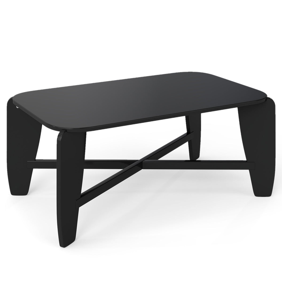 Rectangular coffee table with rubber wood cross-leg base in black DirectDeals on Tampa Home & Garden Store