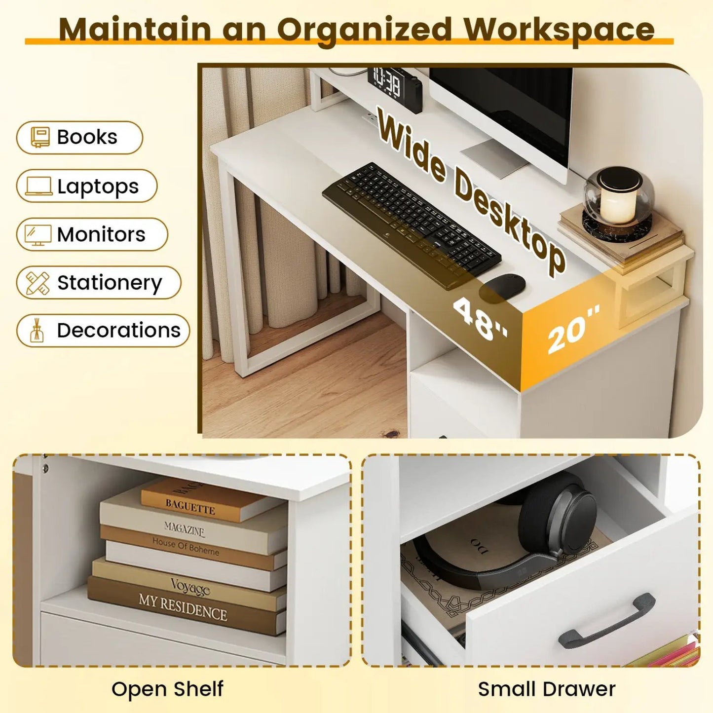 Modern Computer with Power Outlets and Drawer