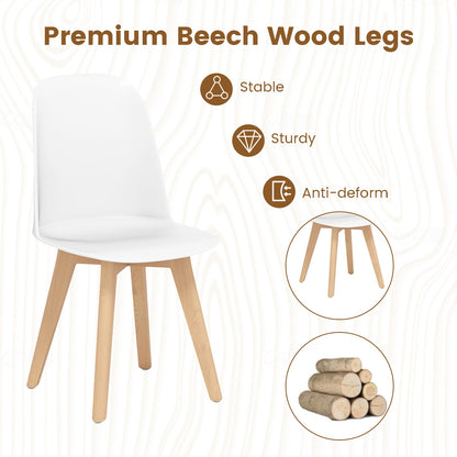 Modern Dining Chair Set of 2 with Solid Beech Wood Legs and Tilt Backrest