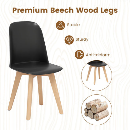 Modern Dining Chair Set of 2 with Solid Beech Wood Legs and Tilt Backrest