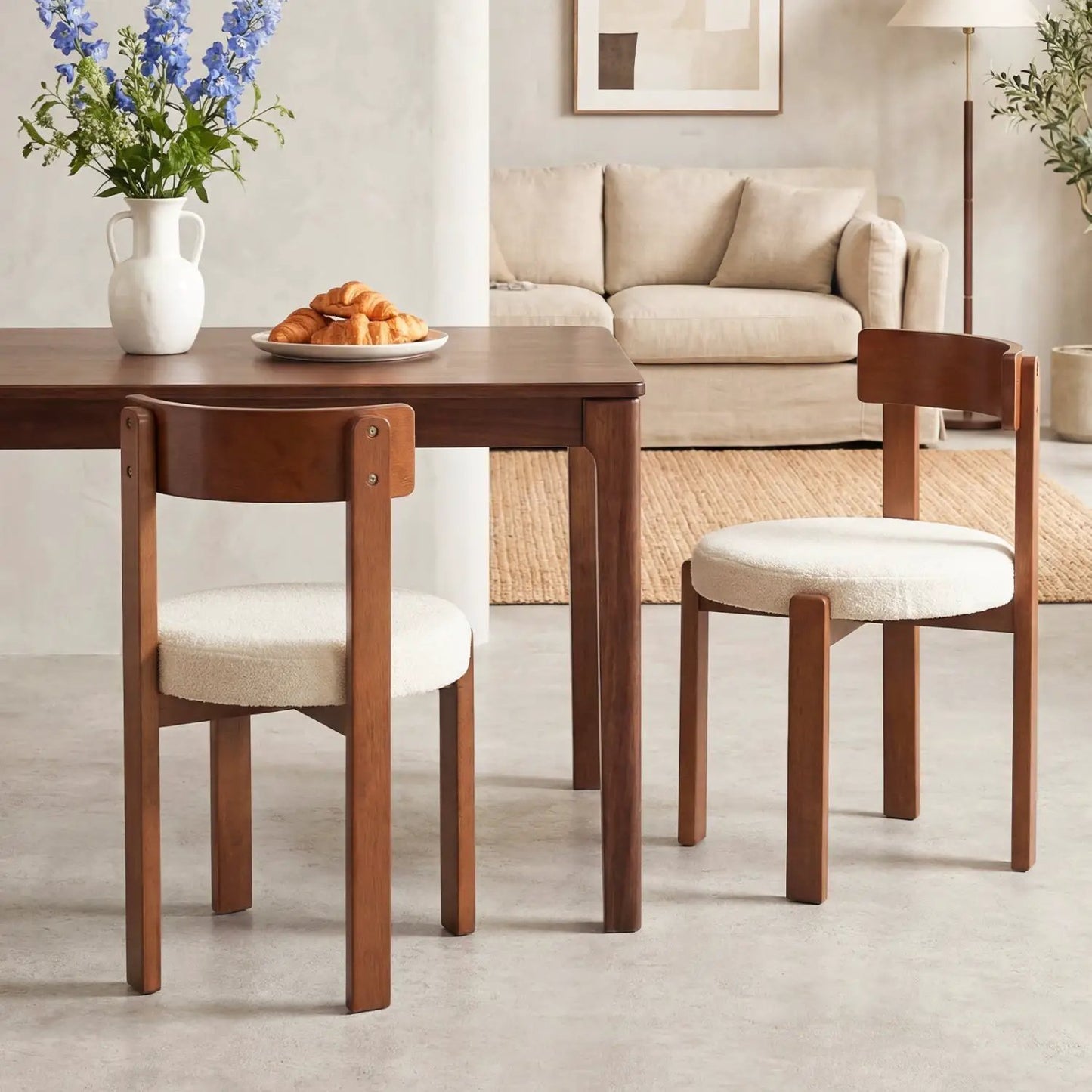 Modern Dining Chairs Set of 2 With Wood Legs