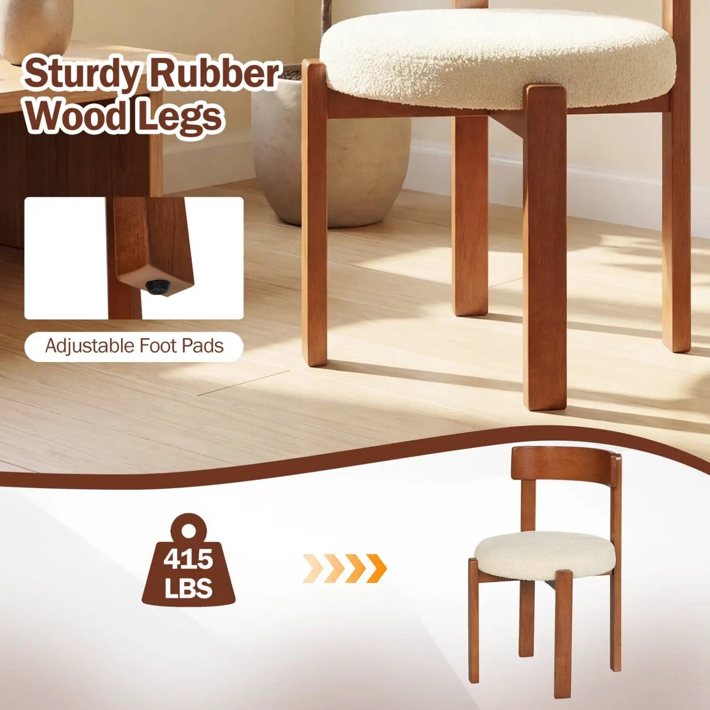 Modern Dining Chairs Set of 2 With Wood Legs