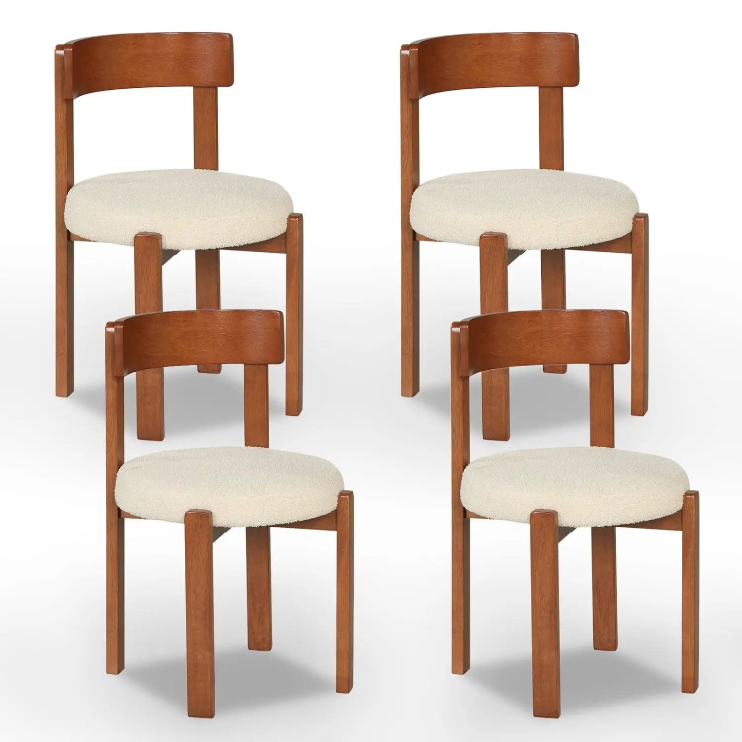 Modern Dining Chairs for 4 with Rubber Wood Legs