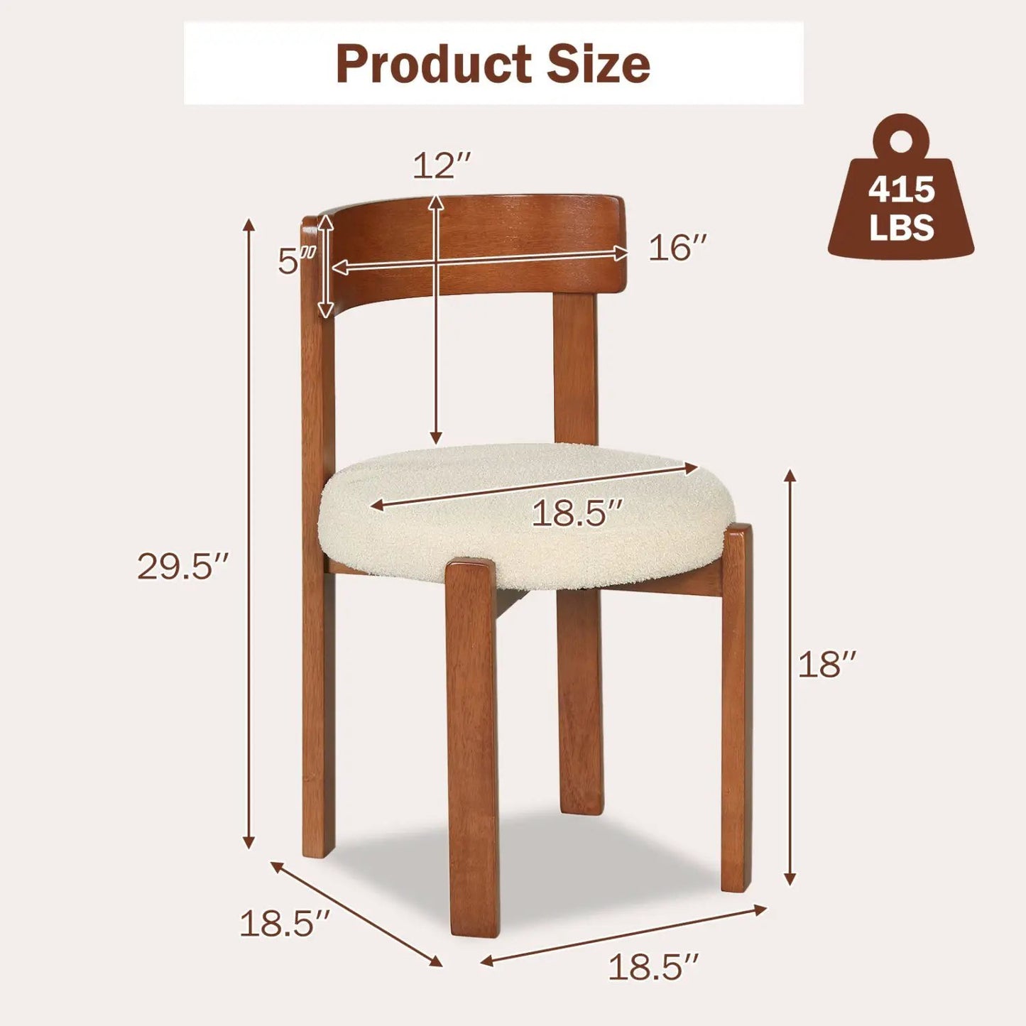 Modern Dining Chairs for 4 with Rubber Wood Legs
