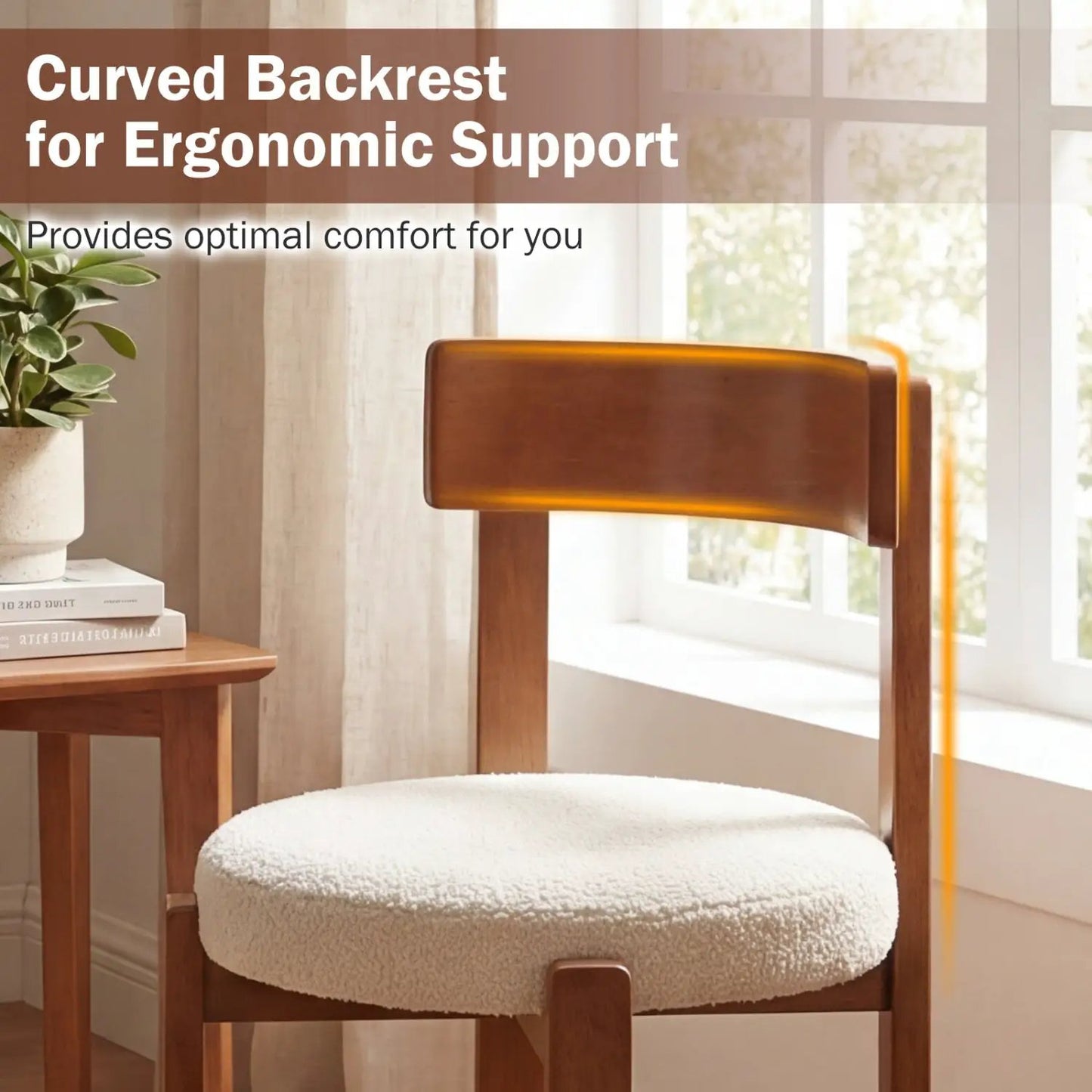 Modern Dining Chairs for 4 with Rubber Wood Legs