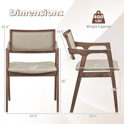 Modern fabric upholstered rubber wood dining chairs with arms beige set of 2 DirectDeals on Tampa Home & Garden Store