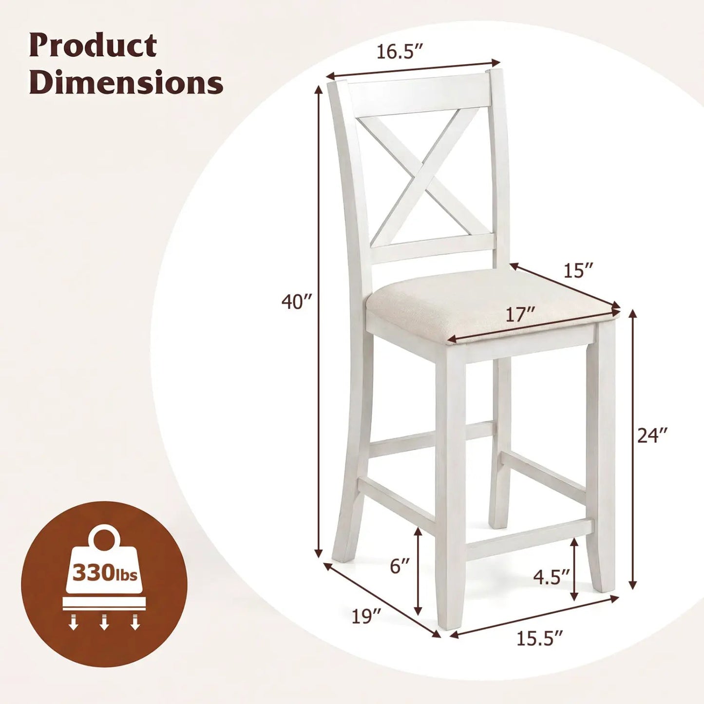 Counter Height Bar Stools with Cushion for Dining