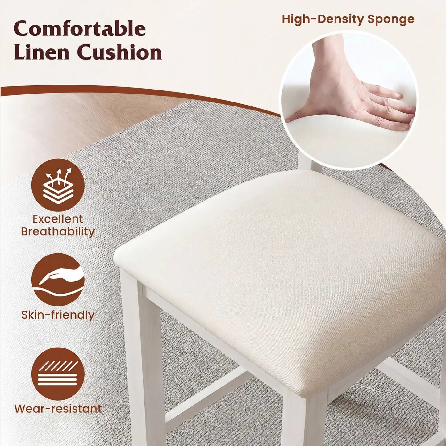 Counter Height Bar Stools with Cushion for Dining