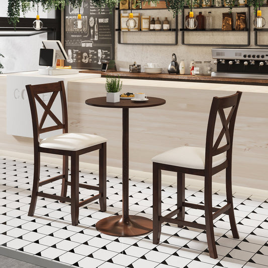 Modern Farmhouse Counter Height Stools with Footrest and Cushion-Walnut