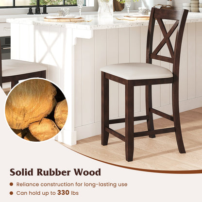 Modern Farmhouse Counter Height Stools with Footrest and Cushion-Walnut