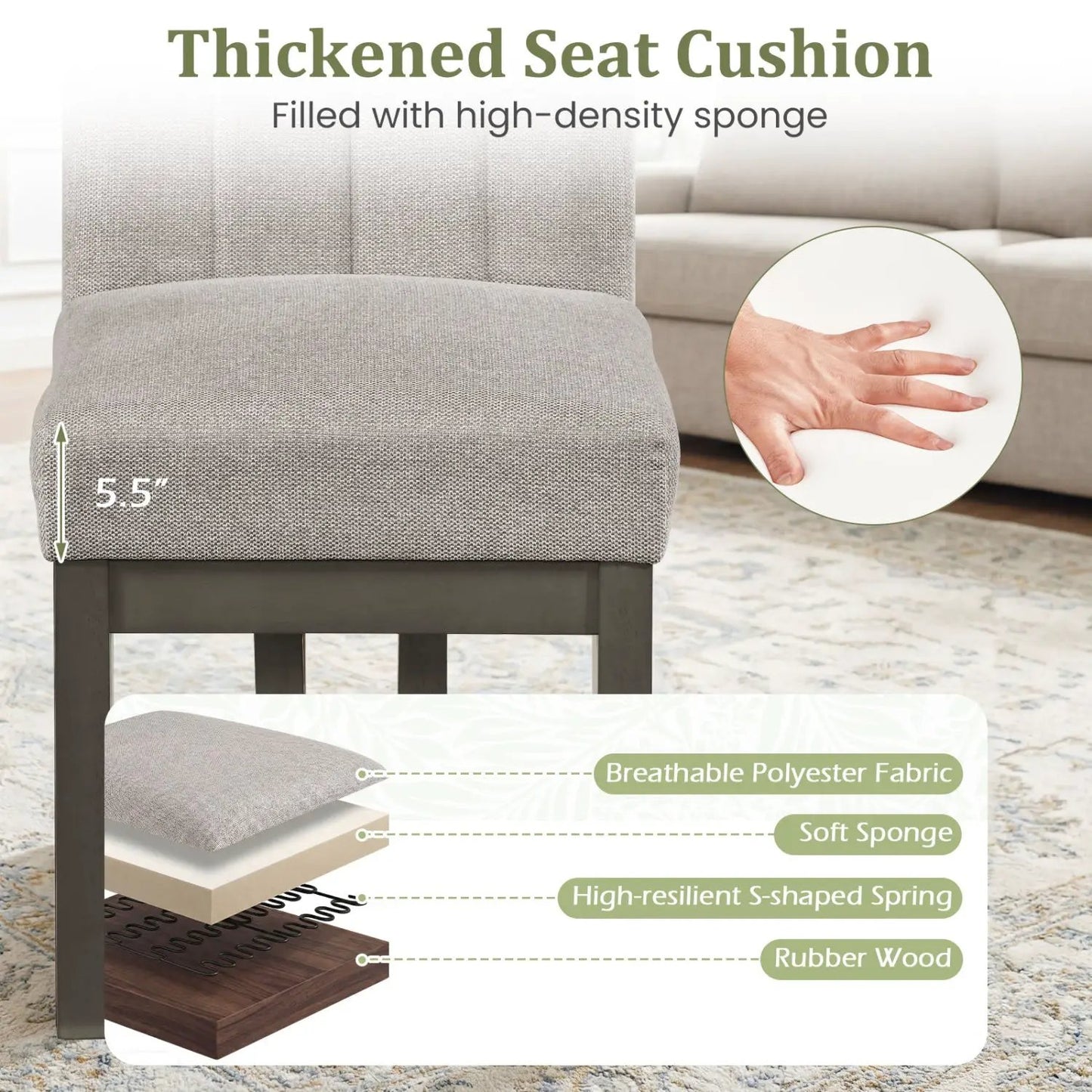 Modern Farmhouse Fabric Dining Chairs Set of 2