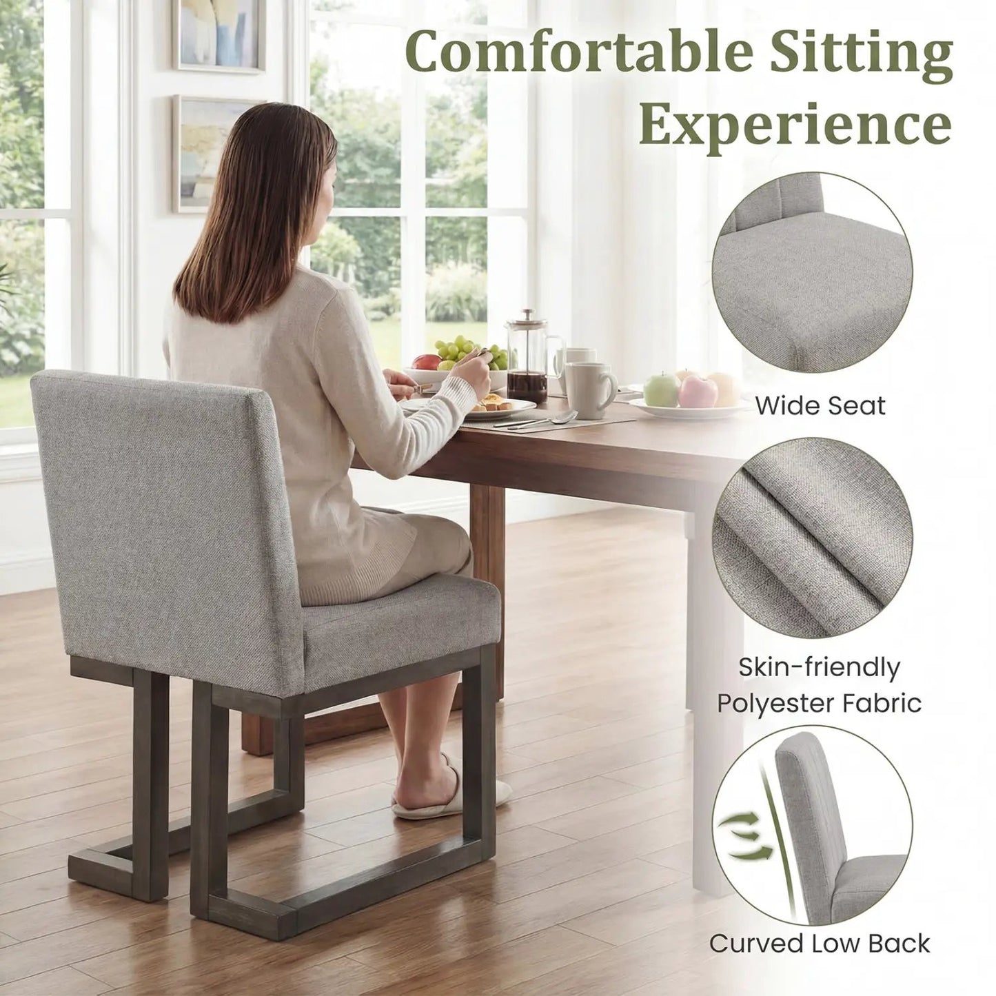 Modern Farmhouse Fabric Dining Chairs Set of 2