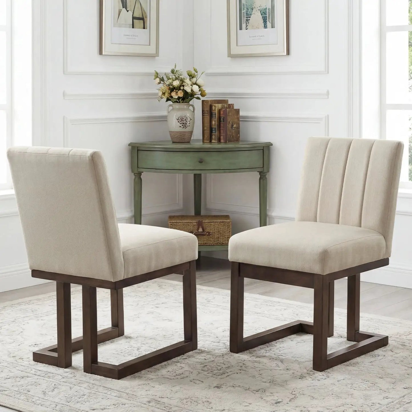 Modern Farmhouse Fabric Dining Chairs Set of 2