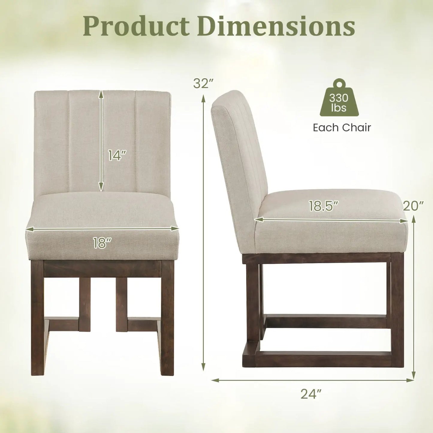 Modern Farmhouse Fabric Dining Chairs Set of 2