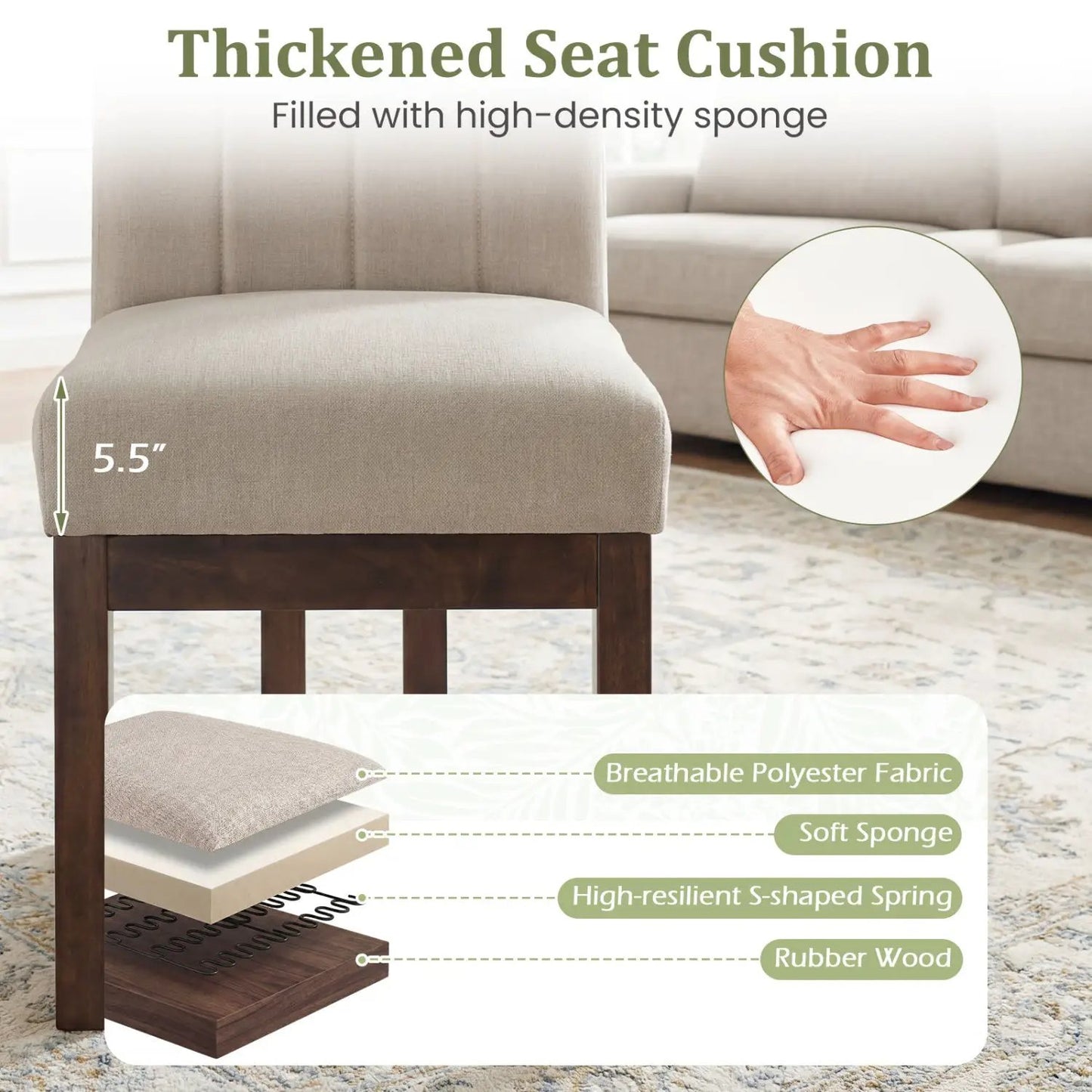 Modern Farmhouse Fabric Dining Chairs Set of 2