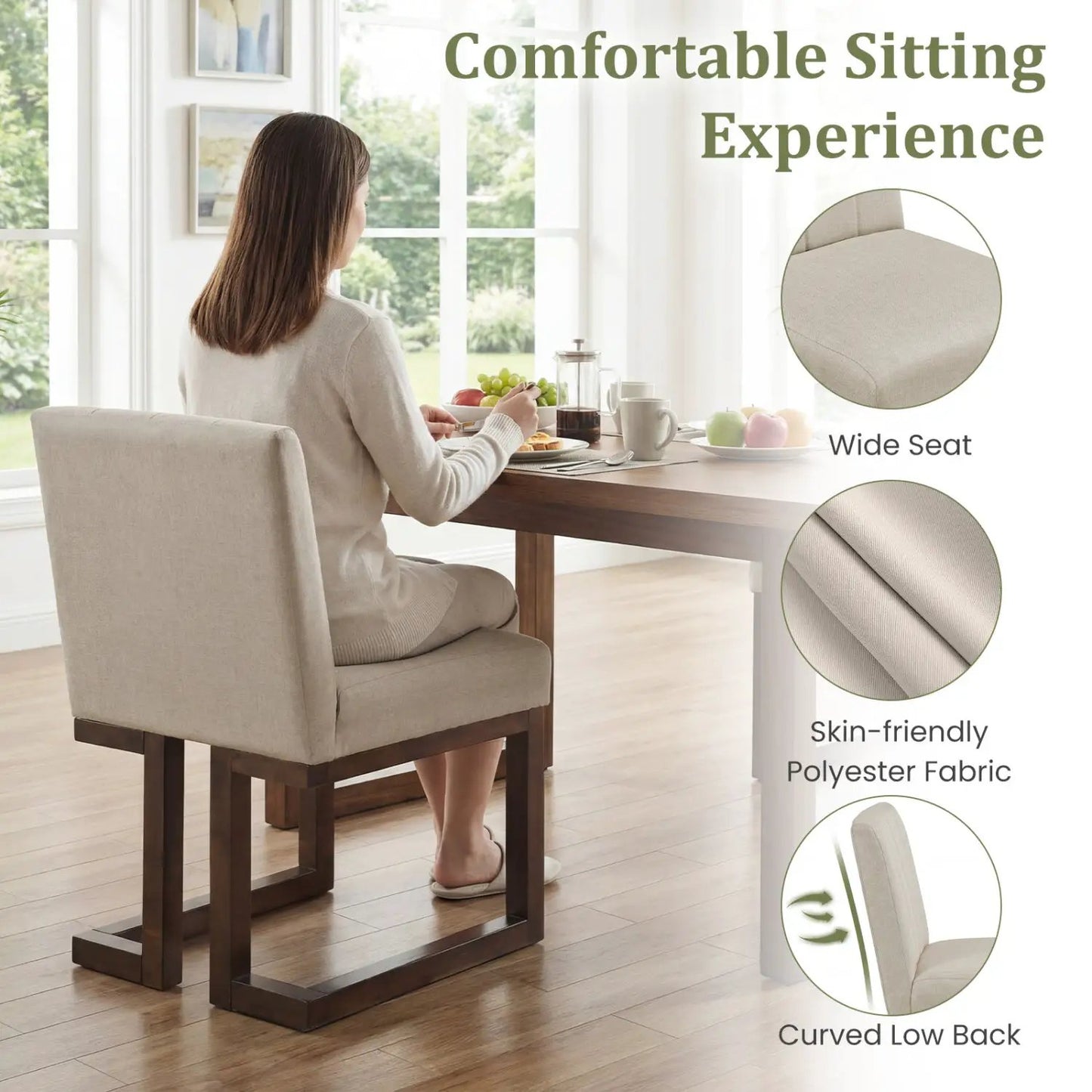 Modern Farmhouse Fabric Dining Chairs Set of 2