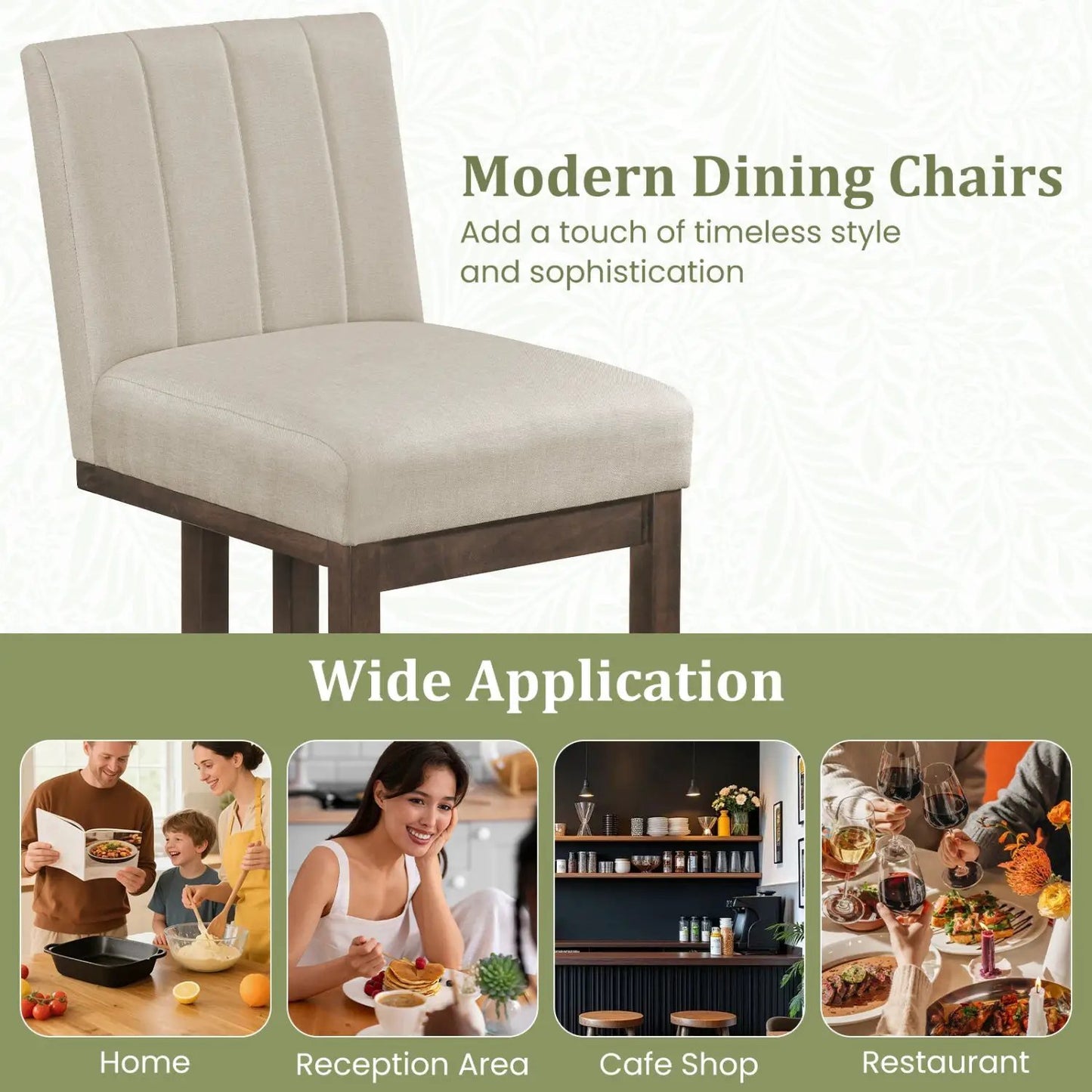 Modern Farmhouse Fabric Dining Chairs Set of 2