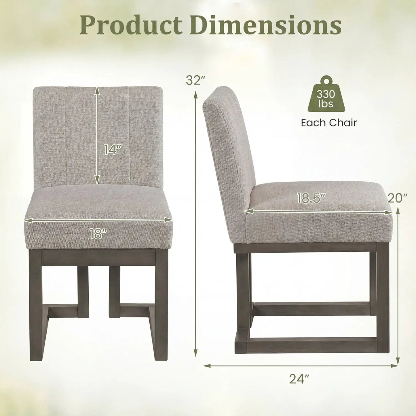 Modern Farmhouse Fabric Dining Chairs Set of Four
