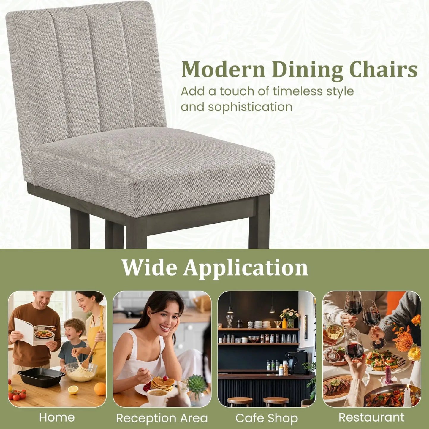 Modern Farmhouse Fabric Dining Chairs Set of Four