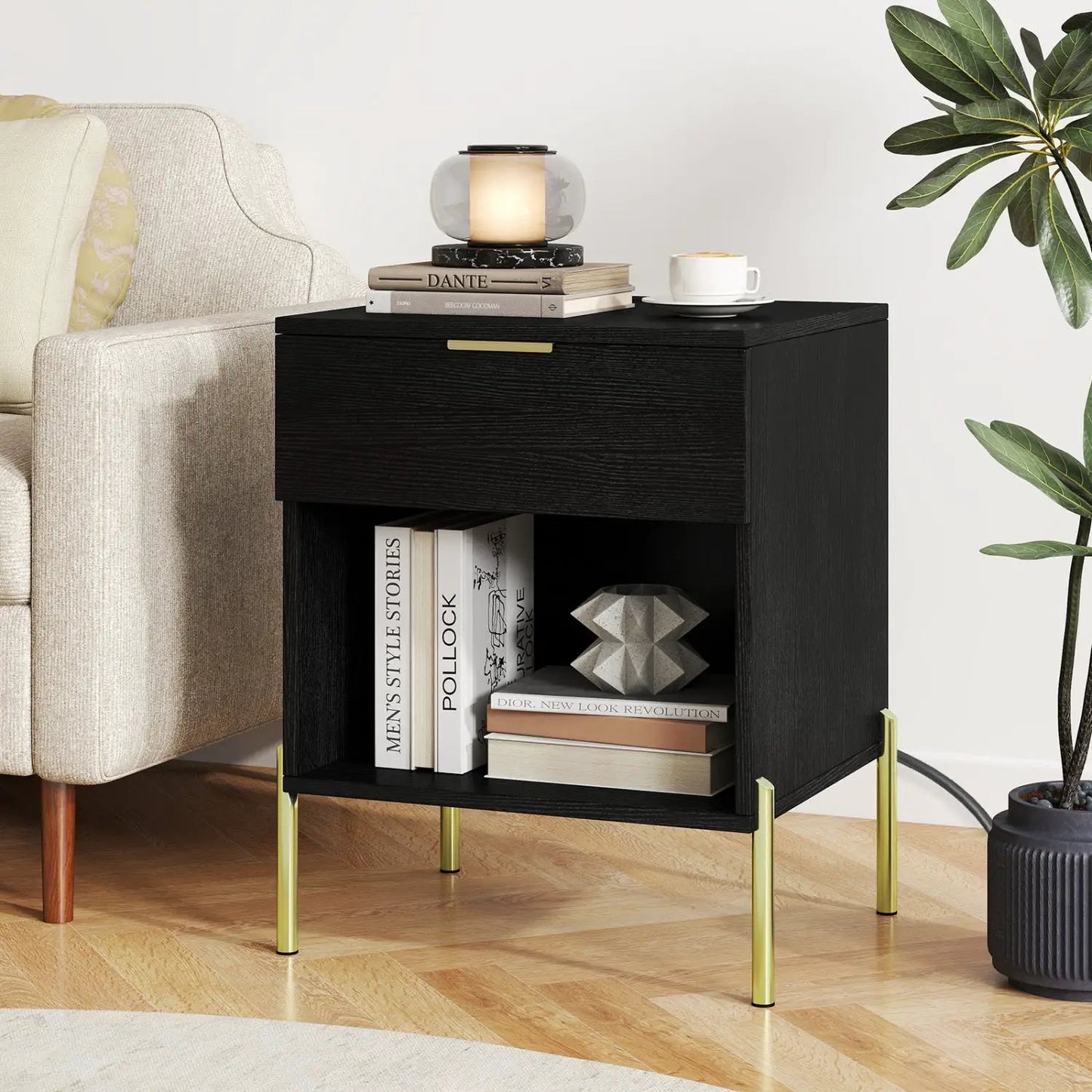 Nightstand with Charging Station and Drawer