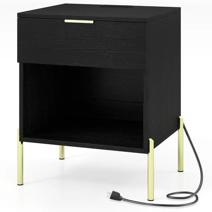 Nightstand with Charging Station and Drawer
