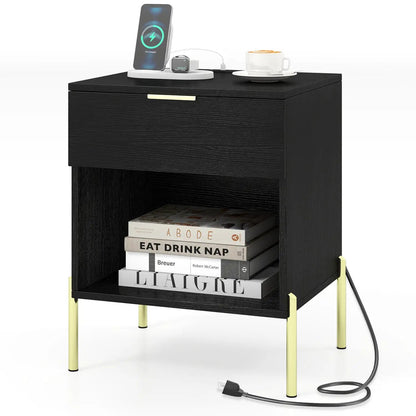 Nightstand with Charging Station and Drawer