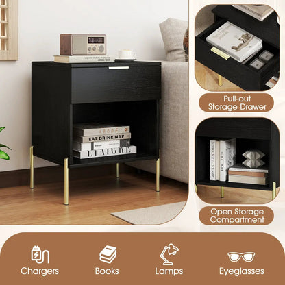 Nightstand with Charging Station and Drawer