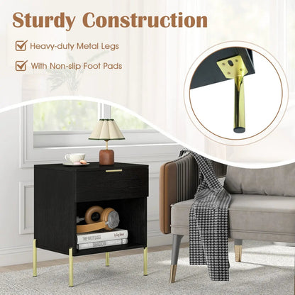Nightstand with Charging Station and Drawer