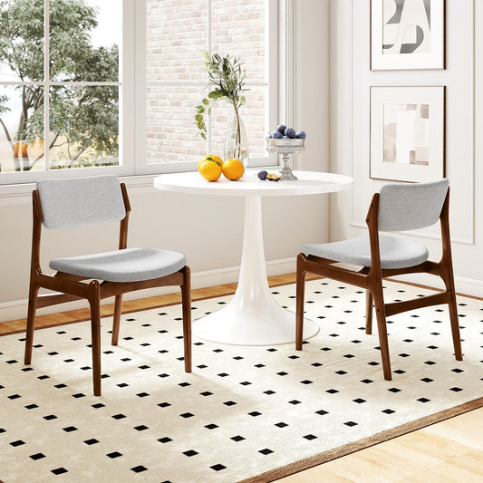 Modern Padded Dining Chairs with Rubber Wood Legs Set of 2-Brown
