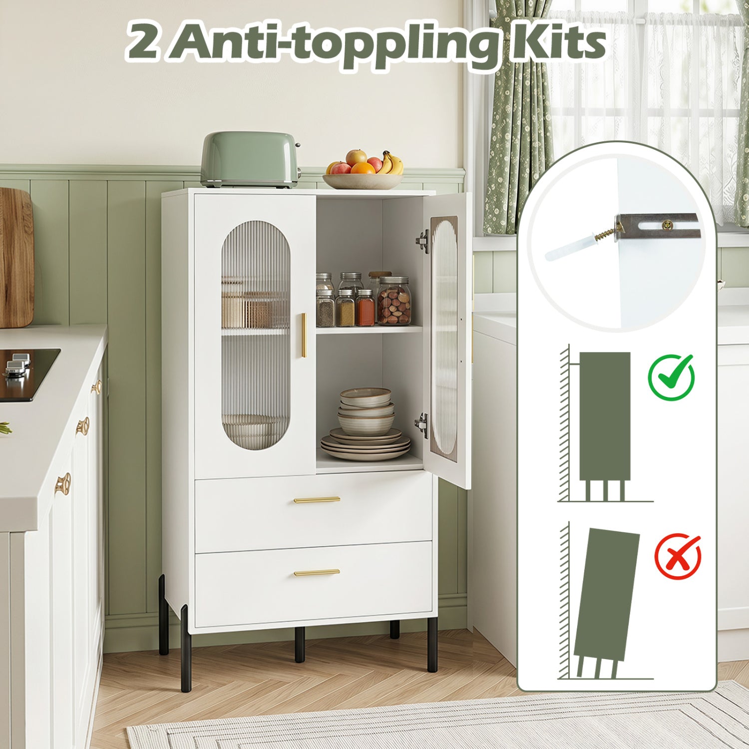 Modern White Sideboard Buffet Cabinet with Fluted Doors DirectDeals on Tampa Home & Garden Store