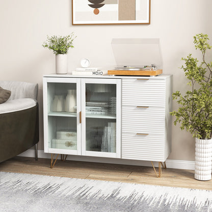 Aparador moderno con 2 puertas y 3 cajones para sala de estar o comedor - Blanco