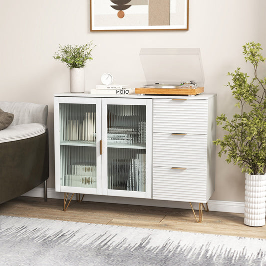 Aparador moderno con 2 puertas y 3 cajones para sala de estar o comedor - Blanco