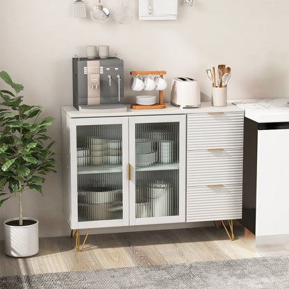 Aparador moderno con 2 puertas y 3 cajones para sala de estar o comedor - Blanco