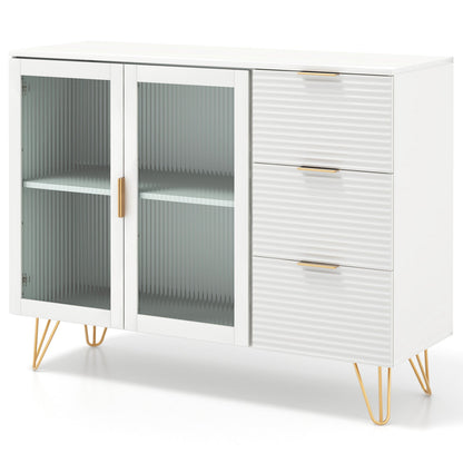 Aparador moderno con 2 puertas y 3 cajones para sala de estar o comedor - Blanco